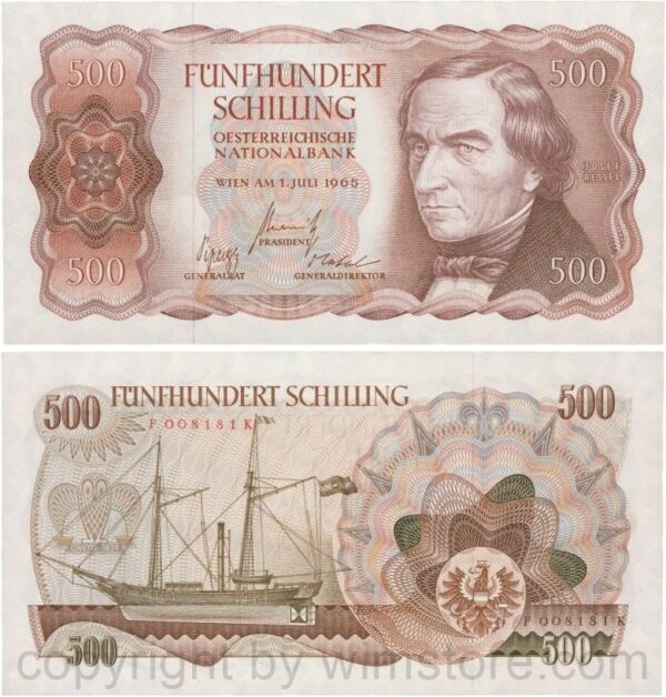 Österreich, 2. republik, p139a, 500 schilling 1965, serie f d; 2