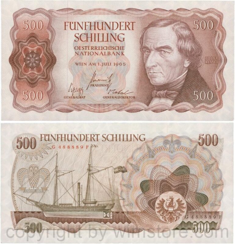 Österreich, 2. republik, p139a, 500 schilling 1965, serie g f; 2 3