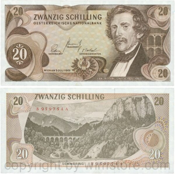 Österreich, 2. republik, p142a, 20 schilling 1967, serie b a; 1