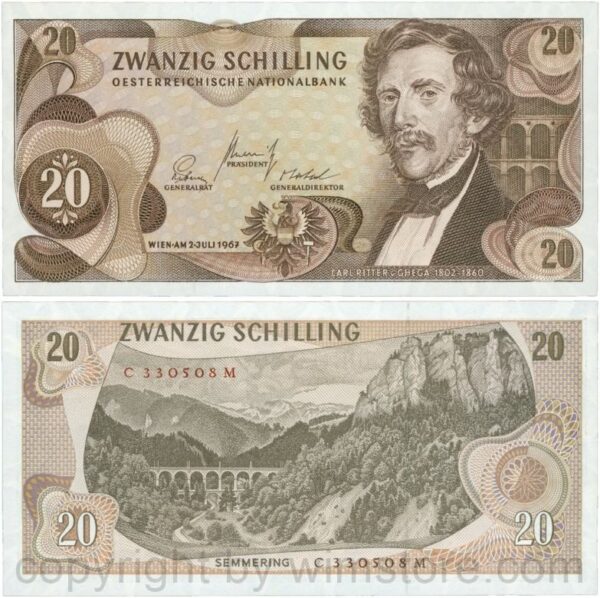 Österreich, 2. republik, p142a, 20 schilling 1967, serie b g; 1 (kopie)