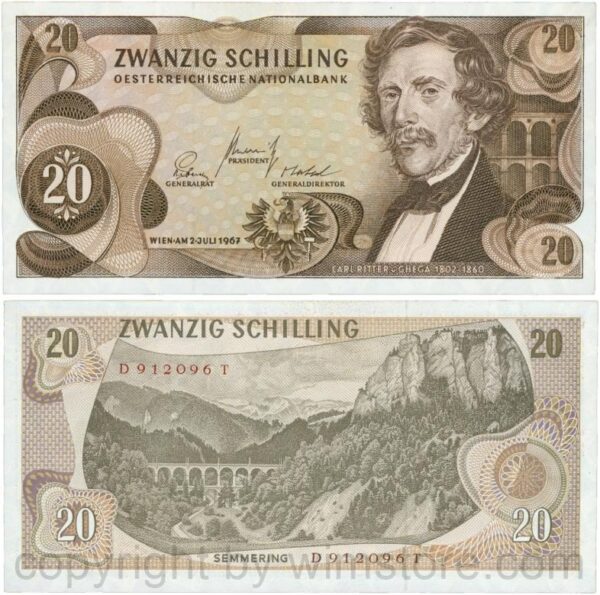 Österreich, 2. republik, p142a, 20 schilling 1967, serie d f; 1 (kopie)