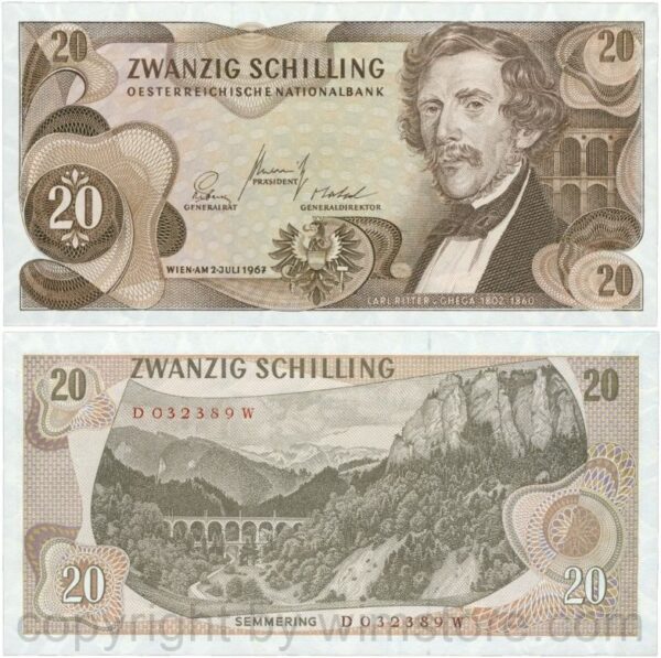 Österreich, 2. republik, p142a, 20 schilling 1967, serie d q; 3 (kopie)