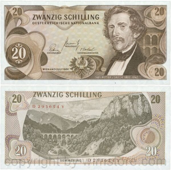 Österreich, 2. republik, p142a, 20 schilling 1967, serie d t; 1 (kopie)