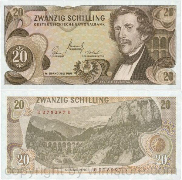 Österreich, 2. republik, p142a, 20 schilling 1967, serie d y; 1 (kopie)