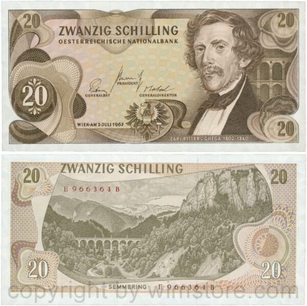 Österreich, 2. republik, p142a, 20 schilling 1967, serie e b; 1 (kopie)