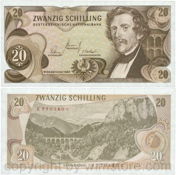 Österreich, 2. republik, p142a, 20 schilling 1967, serie e c; 1