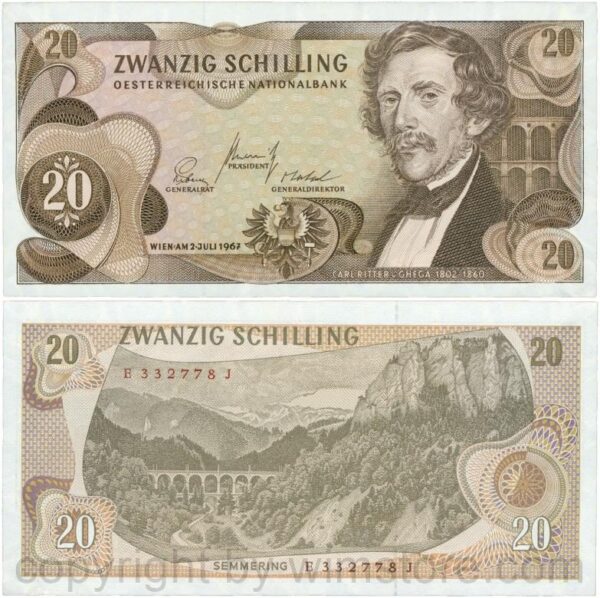 Österreich, 2. republik, p142a, 20 schilling 1967, serie e b; 1 (kopie)
