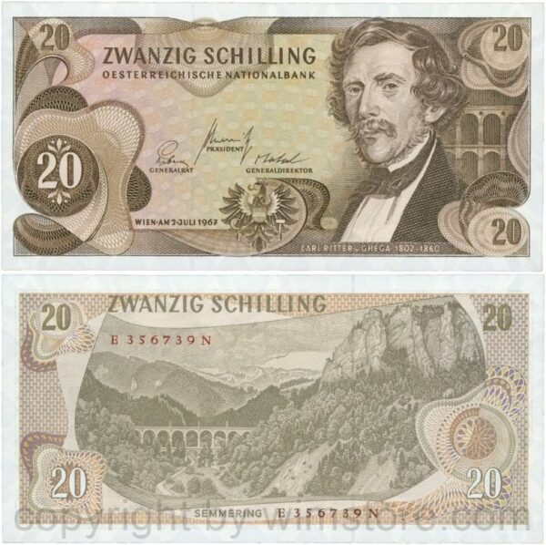 Österreich, 2. republik, p142a, 20 schilling 1967, serie e c; 1 (kopie)