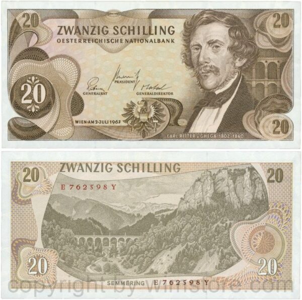 Österreich, 2. republik, p142a, 20 schilling 1967, serie e w; 2 (kopie)
