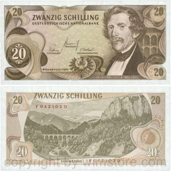 Österreich, 2. republik, p142a, 20 schilling 1967, serie f d; 1