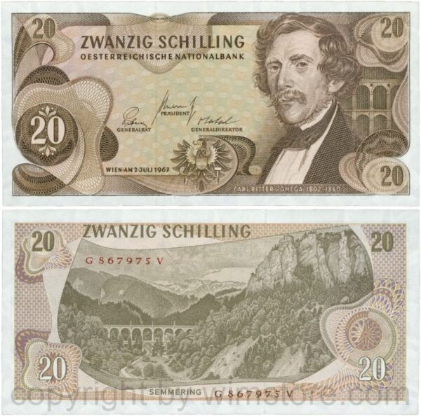 Österreich, 2. republik, p142a, 20 schilling 1967, serie g q; 1 (kopie)