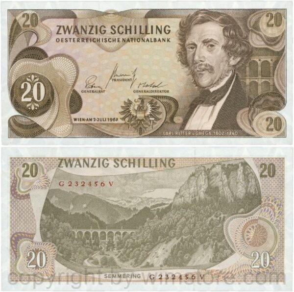 Österreich, 2. republik, p142a, 20 schilling 1967, serie g q; 1 (kopie)