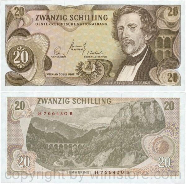 Österreich, 2. republik, p142a, 20 schilling 1967, serie g v; 1 (kopie)
