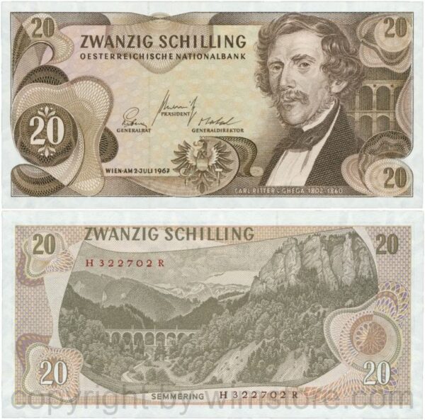 Österreich, 2. republik, p142a, 20 schilling 1967, serie h j; 1 (kopie)