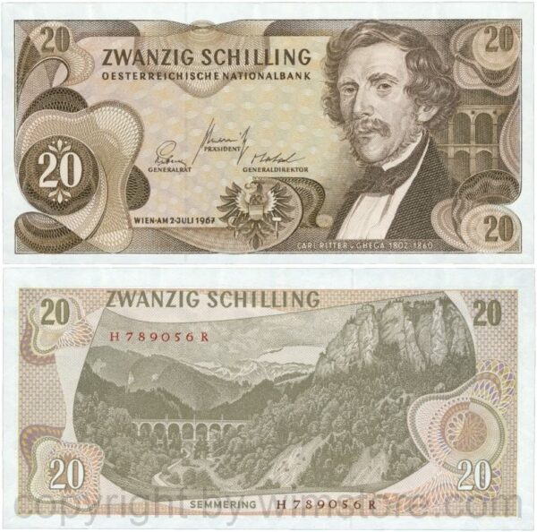 Österreich, 2. republik, p142a, 20 schilling 1967, serie h r; 1 (kopie)