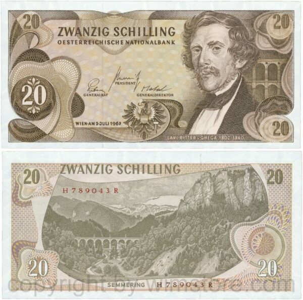 Österreich, 2. republik, p142a, 20 schilling 1967, serie h r; 1 (kopie)