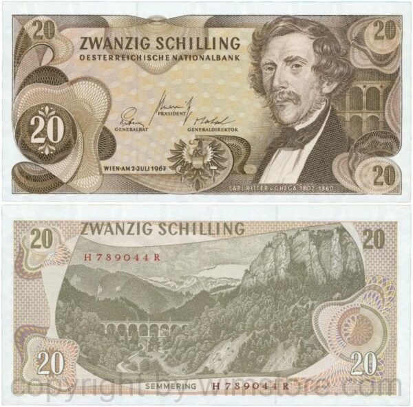 Österreich, 2. republik, p142a, 20 schilling 1967, serie h r; 1 (kopie)