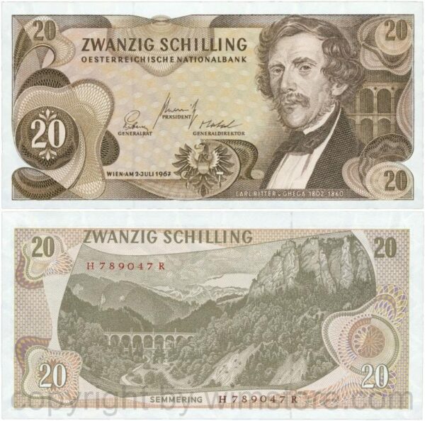 Österreich, 2. republik, p142a, 20 schilling 1967, serie h r; 1 (kopie)