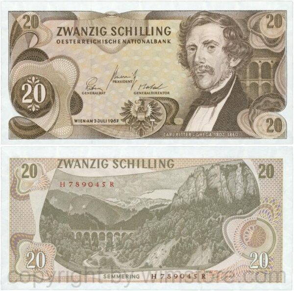 Österreich, 2. republik, p142a, 20 schilling 1967, serie h r; 1 (kopie)
