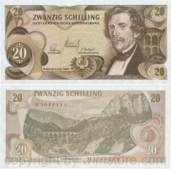 Österreich, 2. republik, p142a, 20 schilling 1967, serie h v; 1