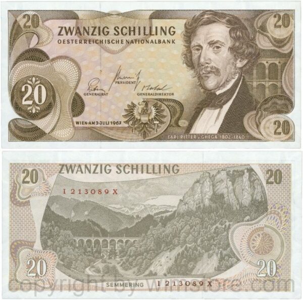 Österreich, 2. republik, p142a, 20 schilling 1967, serie i k; 1 (kopie)