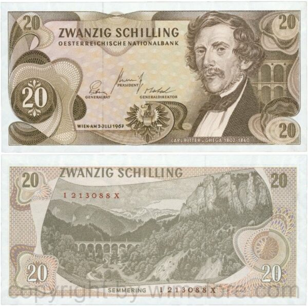 Österreich, 2. republik, p142a, 20 schilling 1967, serie i u; 1 (kopie)