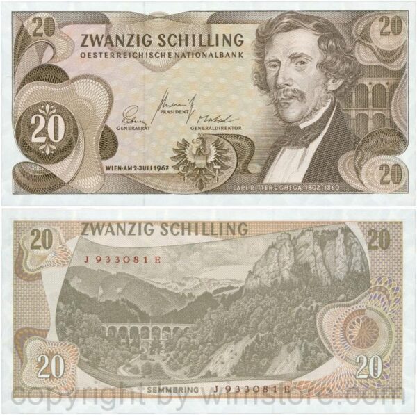 Österreich, 2. republik, p142a, 20 schilling 1967, serie j a; 2 (kopie)
