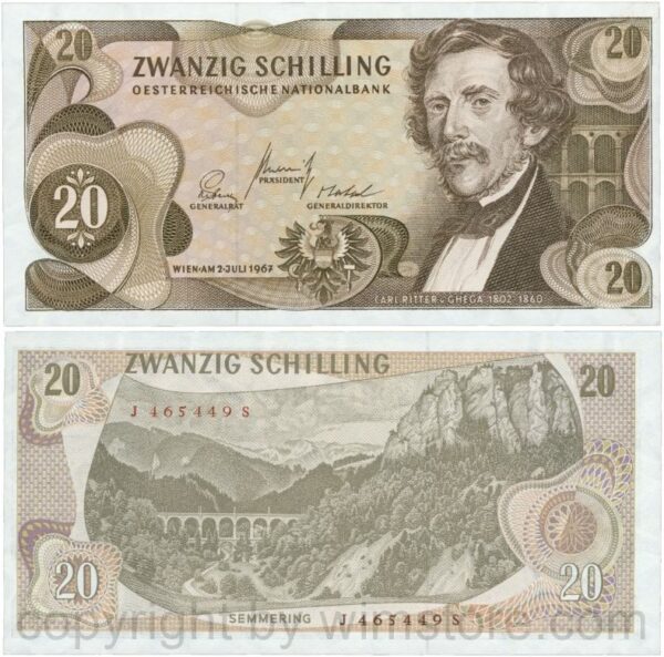 Österreich, 2. republik, p142a, 20 schilling 1967, serie j r; 2 (kopie)