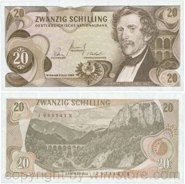 Österreich, 2. republik, p142a, 20 schilling 1967, serie j s; 1 (kopie)