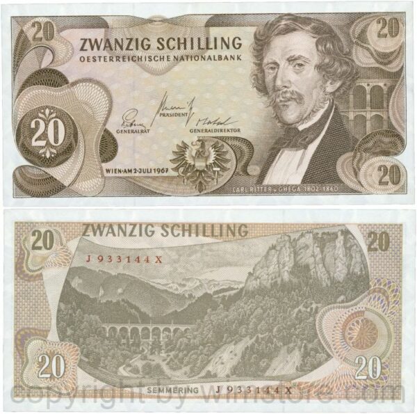 Österreich, 2. republik, p142a, 20 schilling 1967, serie j x; 1 (kopie)
