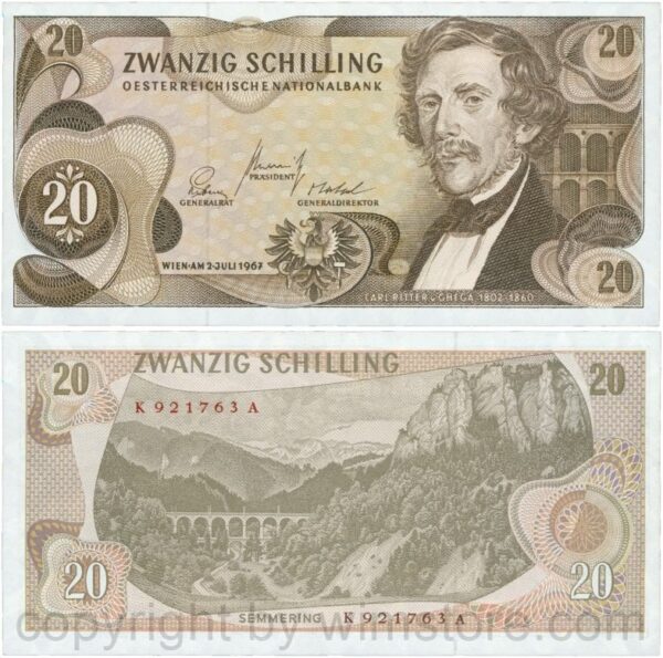 Österreich, 2. republik, p142a, 20 schilling 1967, serie j x; 2 (kopie)