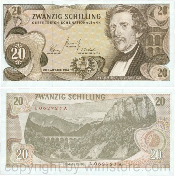 Österreich, 2. republik, p142a, 20 schilling 1967, serie k a; 1 (kopie)