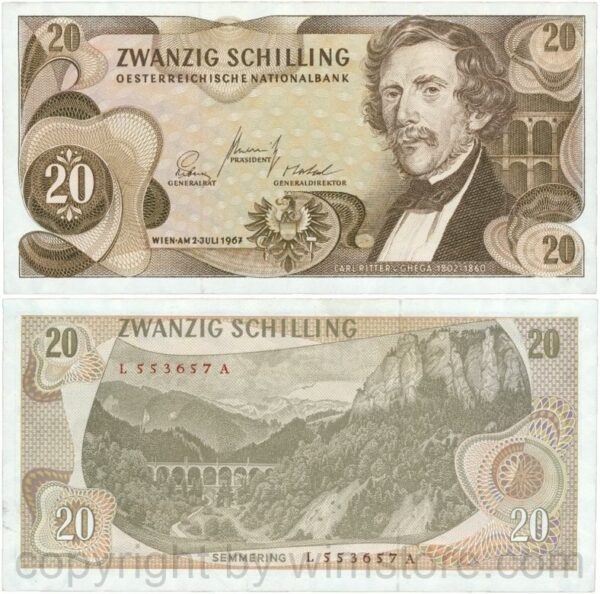 Österreich, 2. republik, p142a, 20 schilling 1967, serie k u; 1 (kopie)