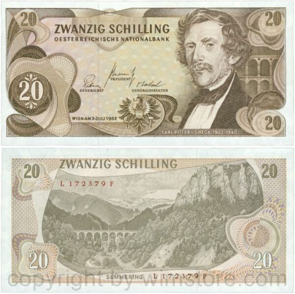 Österreich, 2. republik, p142a, 20 schilling 1967, serie l a; 1 (kopie)