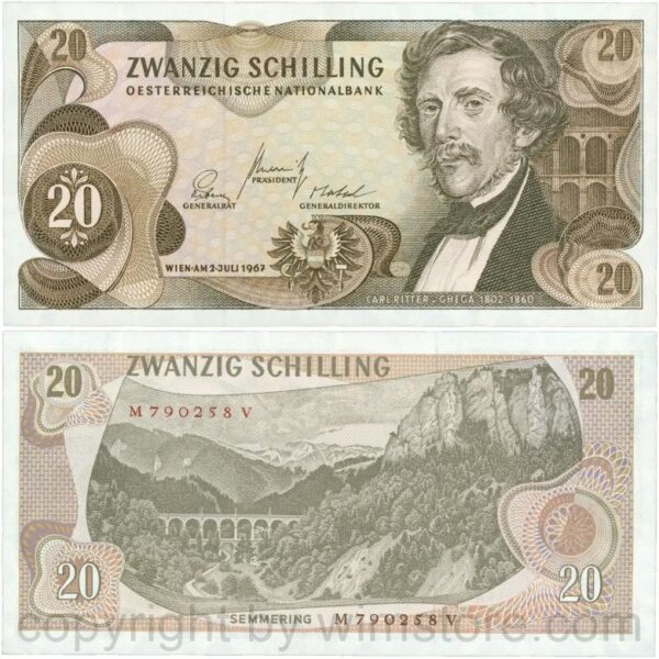 Österreich, 2. republik, p142a, 20 schilling 1967, serie m b; 2 (kopie)