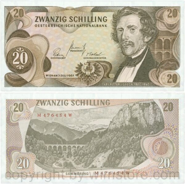 Österreich, 2. republik, p142a, 20 schilling 1967, serie m b; 2 (kopie)