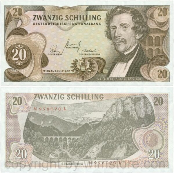 Österreich, 2. republik, p142a, 20 schilling 1967, serie n l; 1