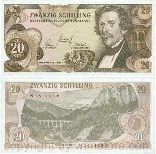 Österreich, 2. republik, p142a, 20 schilling 1967, serie n l; 1 (kopie)