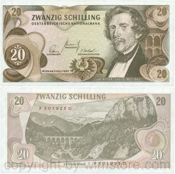 Österreich, 2. republik, p142a, 20 schilling 1967, serie n y; 3 (kopie)