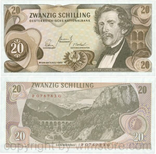 Österreich, 2. republik, p142a, 20 schilling 1967, serie p g; 1 (kopie)