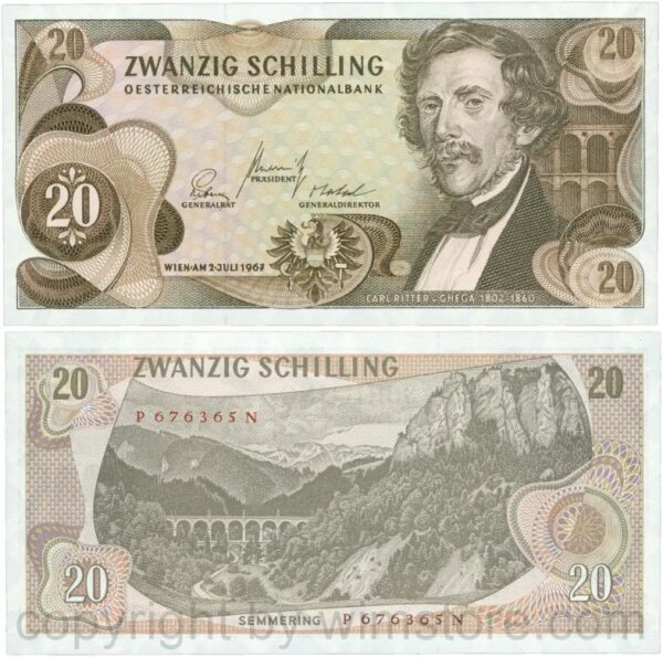 Österreich, 2. republik, p142a, 20 schilling 1967, serie p n; 1 (kopie)