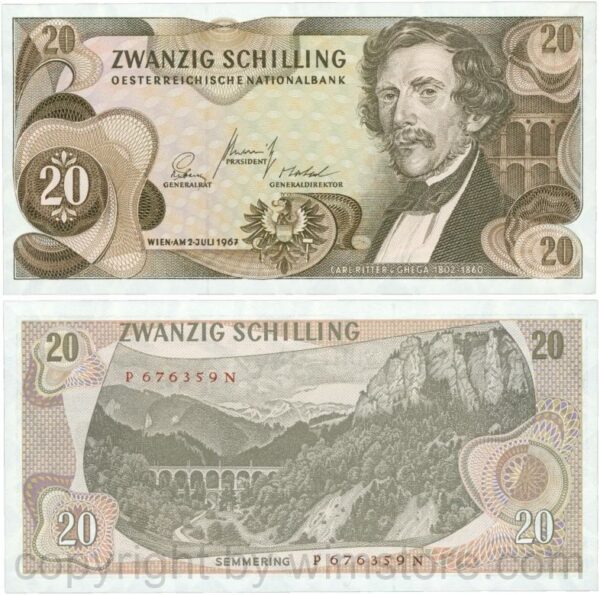 Österreich, 2. republik, p142a, 20 schilling 1967, serie p n; 1 (kopie)