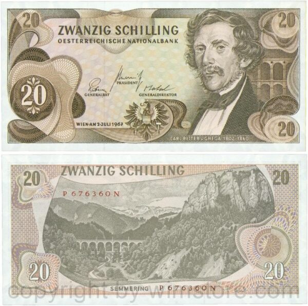 Österreich, 2. republik, p142a, 20 schilling 1967, serie p n; 1 (kopie)