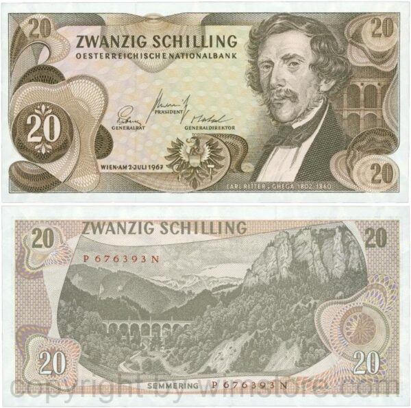 Österreich, 2. republik, p142a, 20 schilling 1967, serie p n; 1 (kopie)