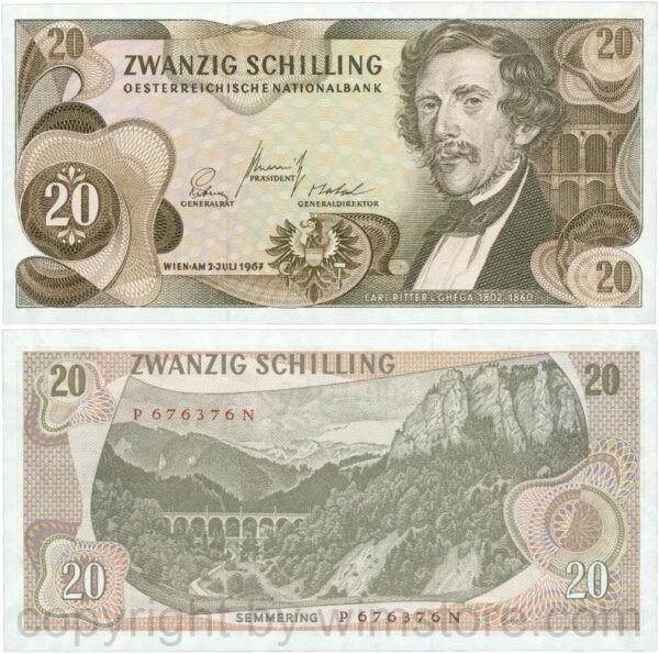 Österreich, 2. republik, p142a, 20 schilling 1967, serie p n; 1 (kopie)