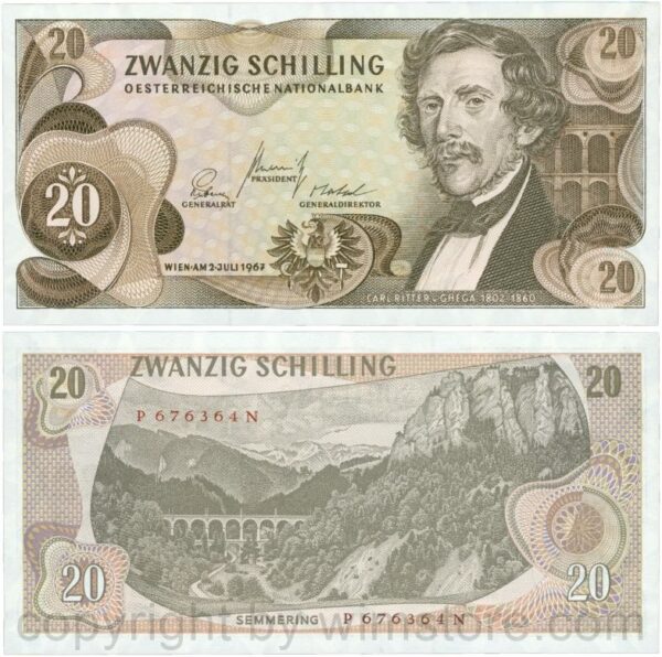 Österreich, 2. republik, p142a, 20 schilling 1967, serie p n; 1 (kopie)