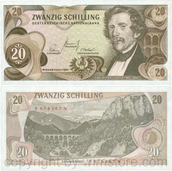 Österreich, 2. republik, p142a, 20 schilling 1967, serie p n; 1 (kopie)
