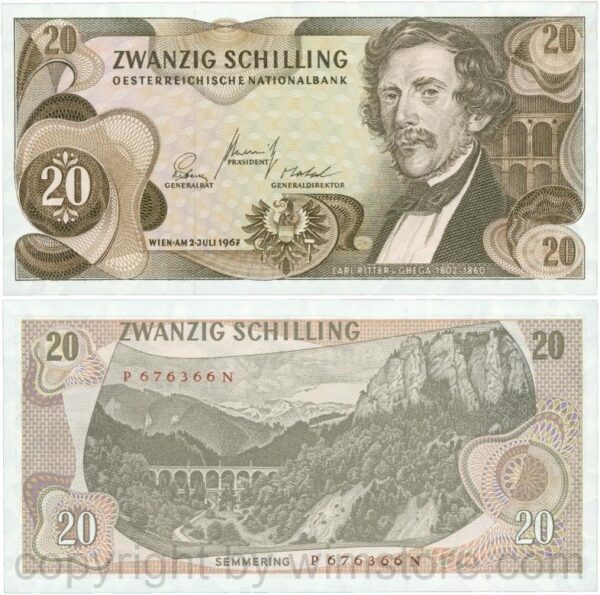 Österreich, 2. republik, p142a, 20 schilling 1967, serie p n; 1 (kopie)