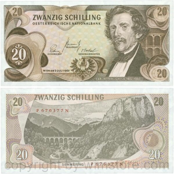 Österreich, 2. republik, p142a, 20 schilling 1967, serie p n; 1 (kopie)