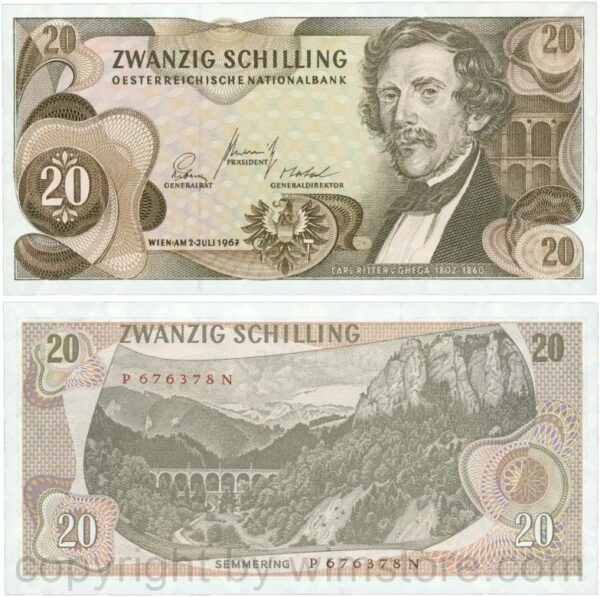 Österreich, 2. republik, p142a, 20 schilling 1967, serie p n; 1 (kopie)